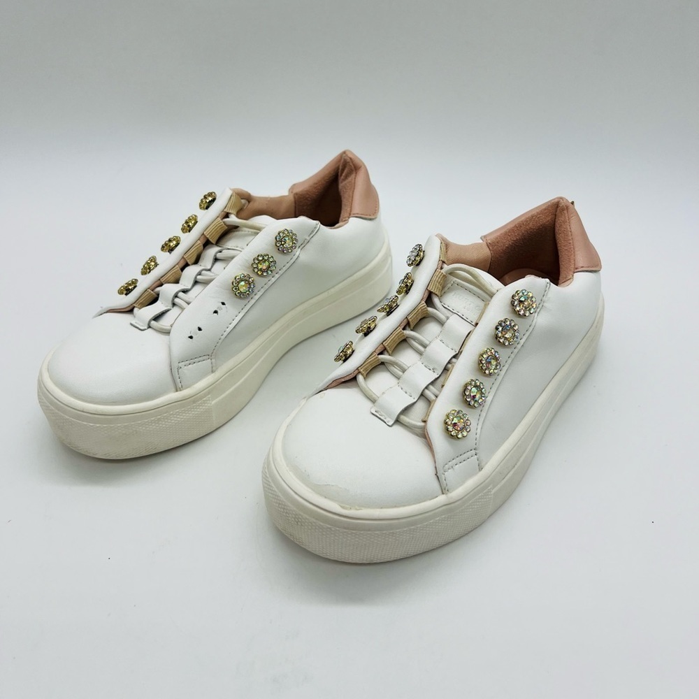 KURT GEIGER GIRLS SLIP ON MINI LAVIAH SNEAKERS WITH CRYSTAL ACCENTS SIZE 11 MOS